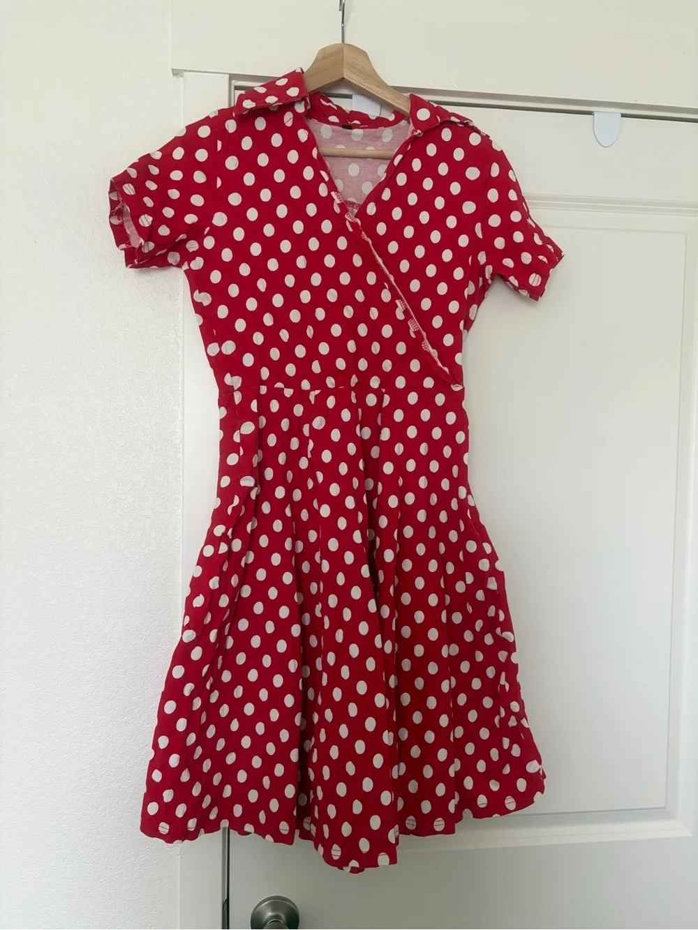 Adults Red Polka Dot Minnie Mouse Costume with Headband & Gloves